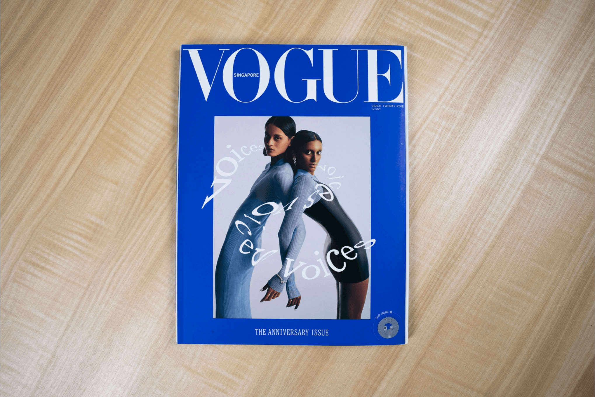 Vogue Singapore's anniversary cover featuring an NFC-enabled Continuity™ Chip.